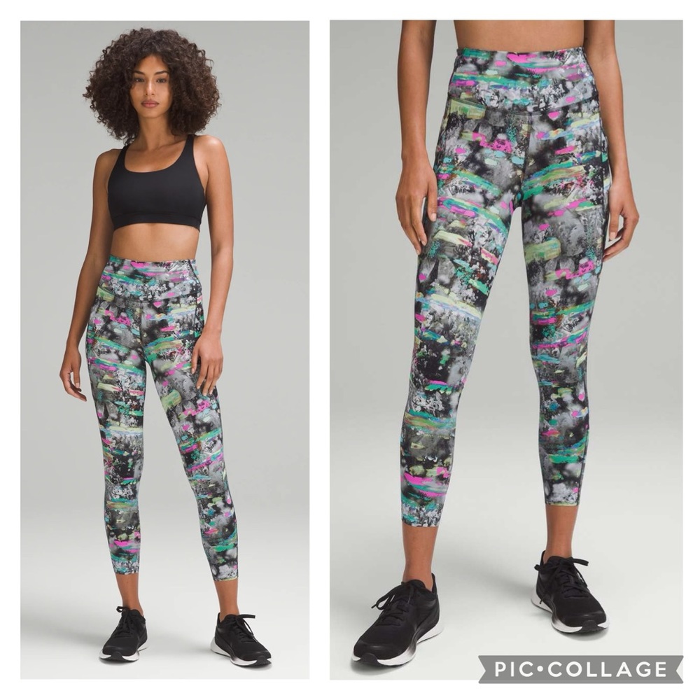 NEW! LULULEMON Size 2 Fast and Free HR Tight 25” Running Leggings Paint Multi